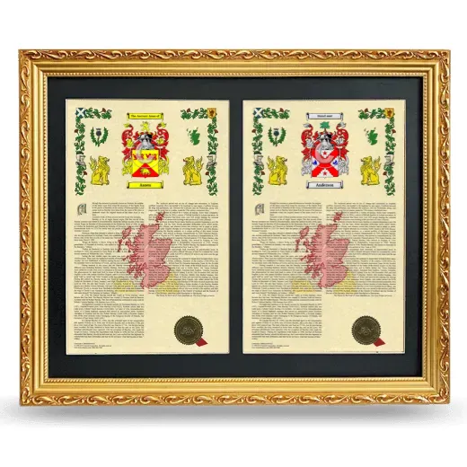 Double Armorial History Framed - Gold