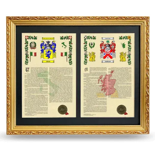 Double Armorial History Framed - Gold