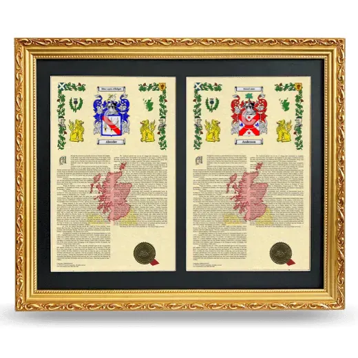 Double Armorial History Framed - Gold