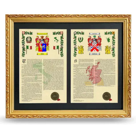 Double Armorial History Framed - Gold