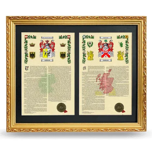 Double Armorial History Framed - Gold