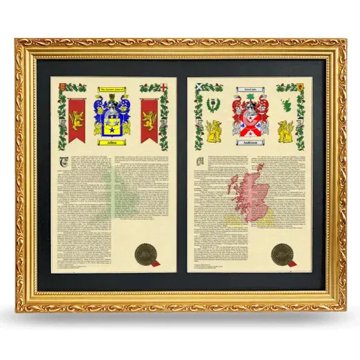 Double Armorial History Framed - Gold