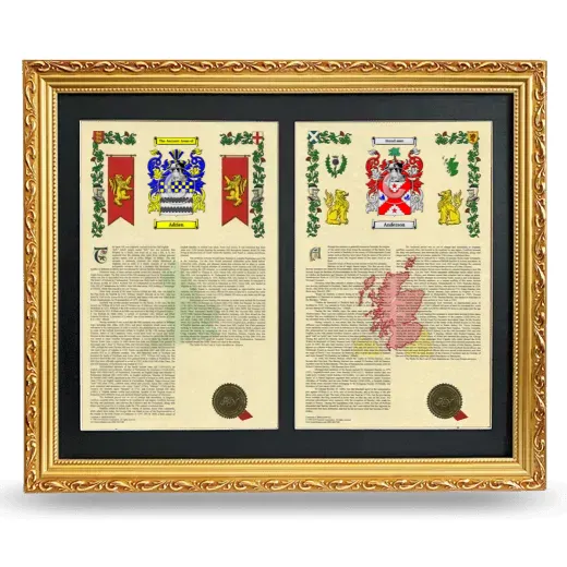 Double Armorial History Framed - Gold