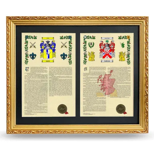 Double Armorial History Framed - Gold