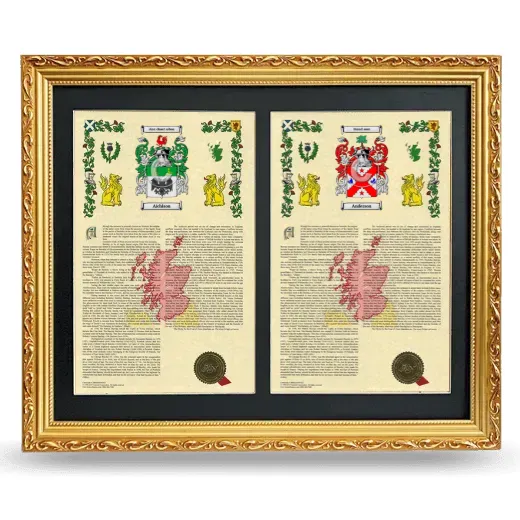 Double Armorial History Framed - Gold