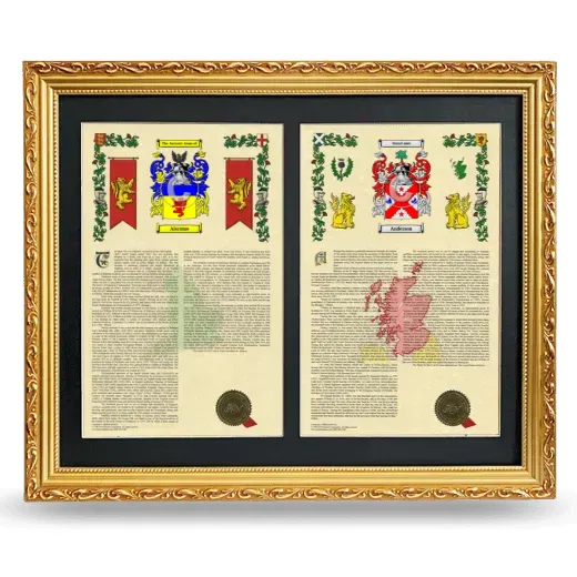 Double Armorial History Framed - Gold