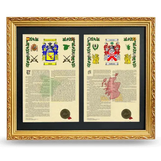 Double Armorial History Framed - Gold
