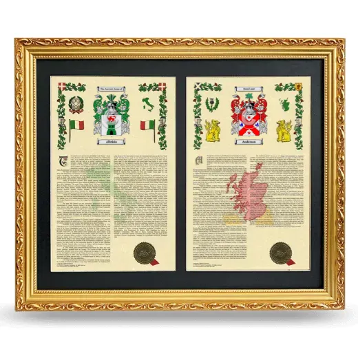 Double Armorial History Framed - Gold
