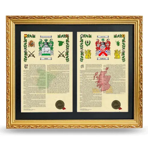 Double Armorial History Framed - Gold