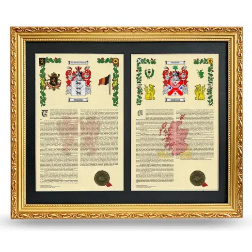 Double Armorial History Framed - Gold