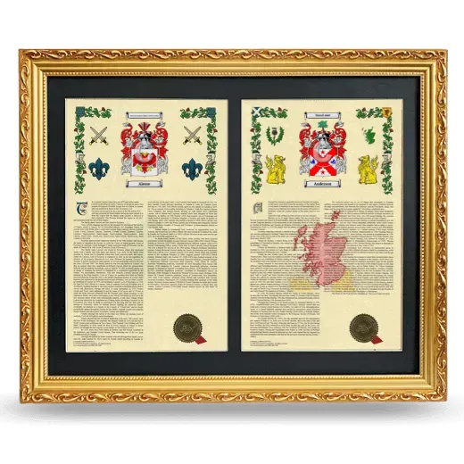 Double Armorial History Framed - Gold