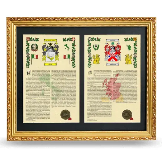 Double Armorial History Framed - Gold