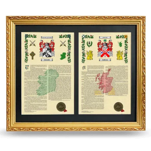 Double Armorial History Framed - Gold