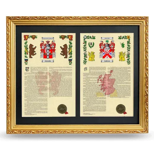 Double Armorial History Framed - Gold