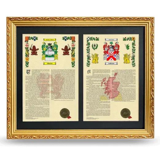 Double Armorial History Framed - Gold