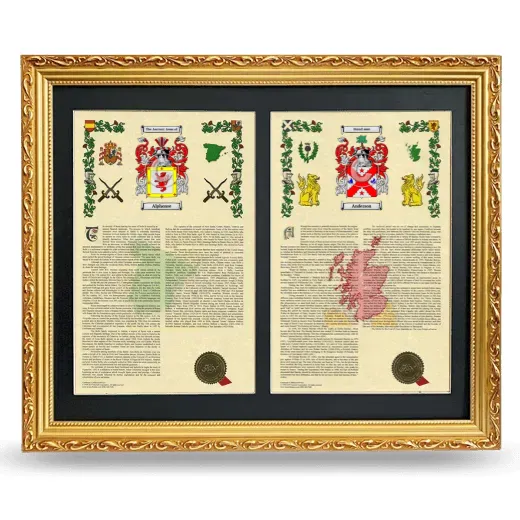 Double Armorial History Framed - Gold
