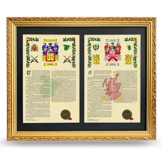 Double Armorial History Framed - Gold