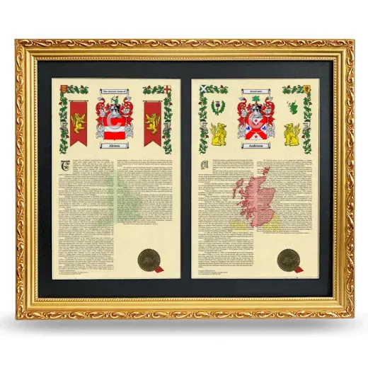 Double Armorial History Framed - Gold