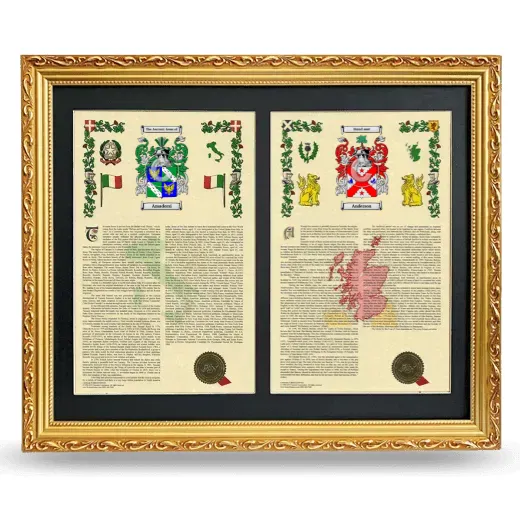 Double Armorial History Framed - Gold