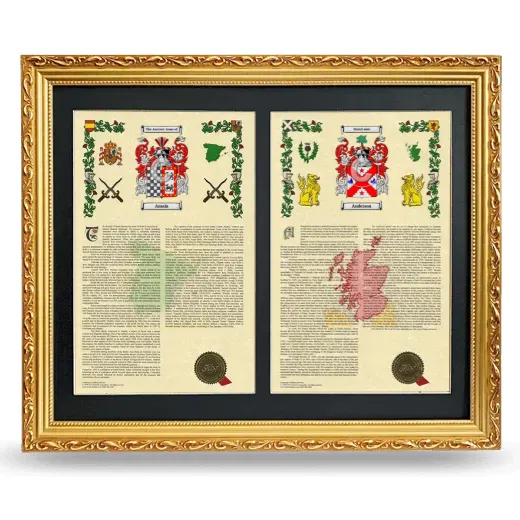 Double Armorial History Framed - Gold