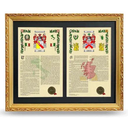 Double Armorial History Framed - Gold