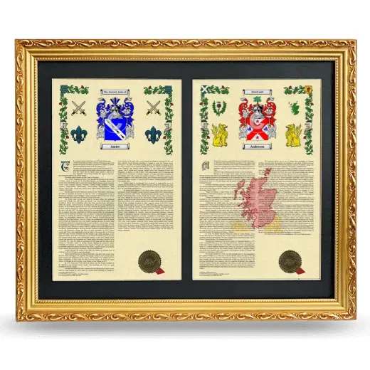 Double Armorial History Framed - Gold