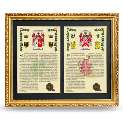Double Armorial History Framed - Gold