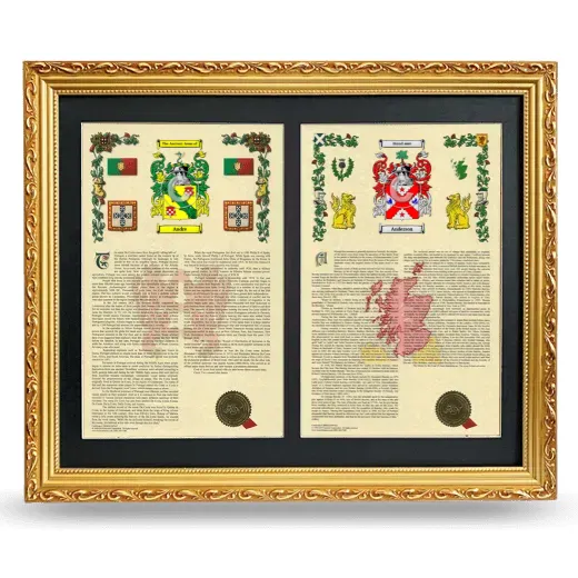 Double Armorial History Framed - Gold