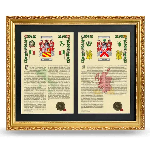 Double Armorial History Framed - Gold