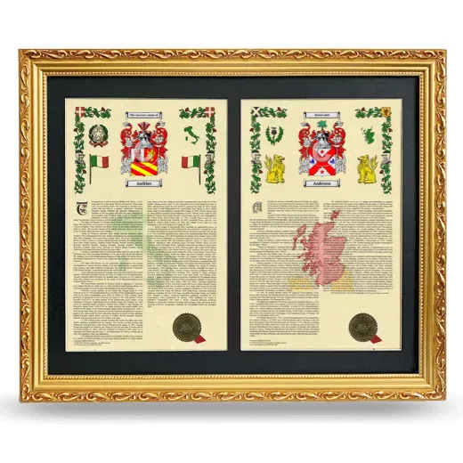 Double Armorial History Framed - Gold