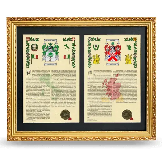 Double Armorial History Framed - Gold
