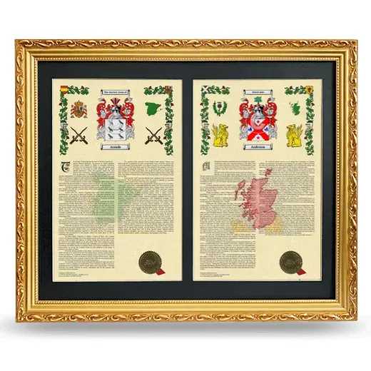 Double Armorial History Framed - Gold