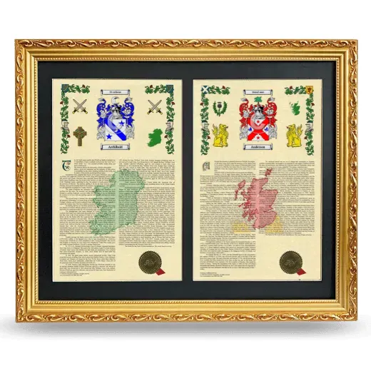 Double Armorial History Framed - Gold