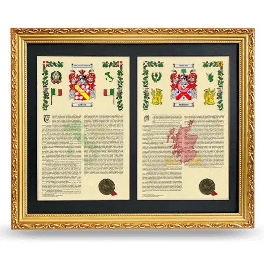 Double Armorial History Framed - Gold