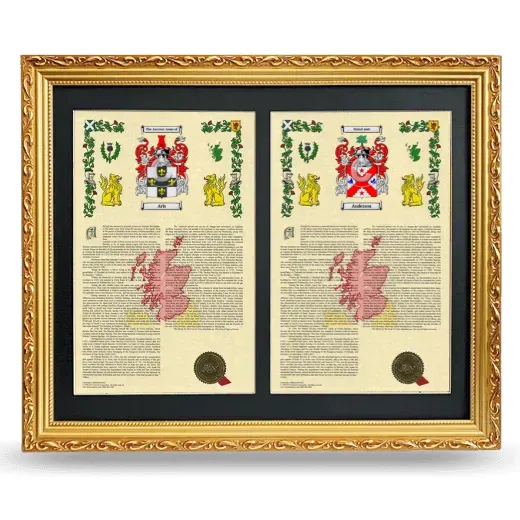 Double Armorial History Framed - Gold