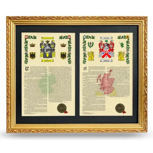 Double Armorial History Framed - Gold
