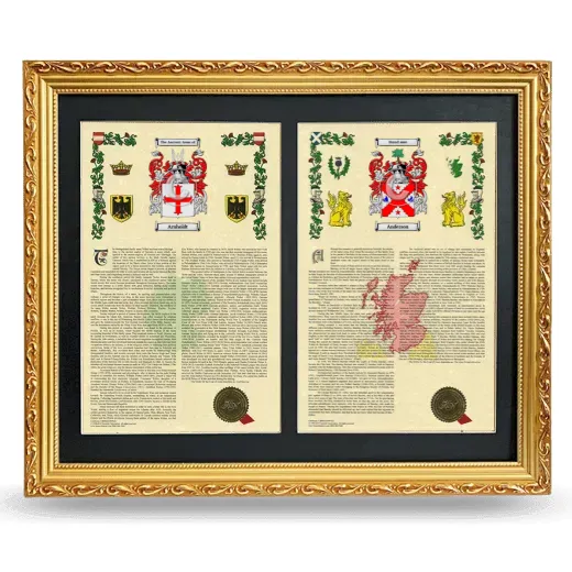 Double Armorial History Framed - Gold