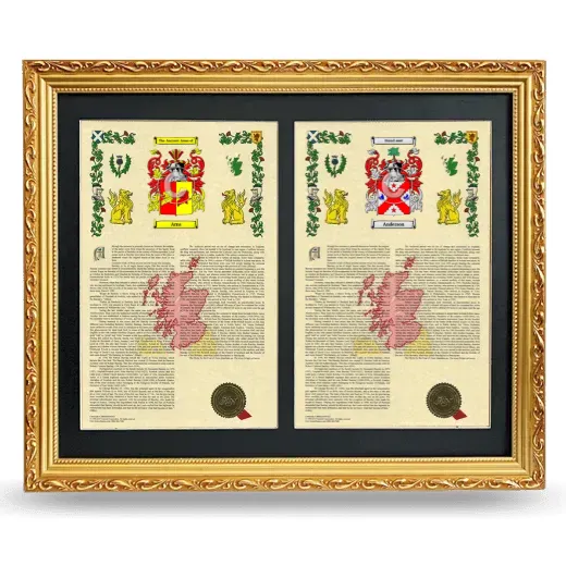 Double Armorial History Framed - Gold