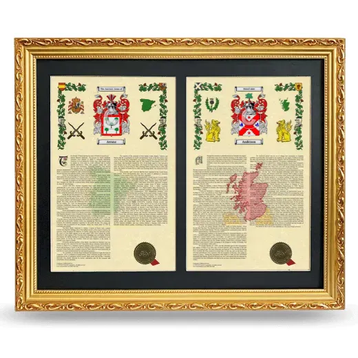 Double Armorial History Framed - Gold