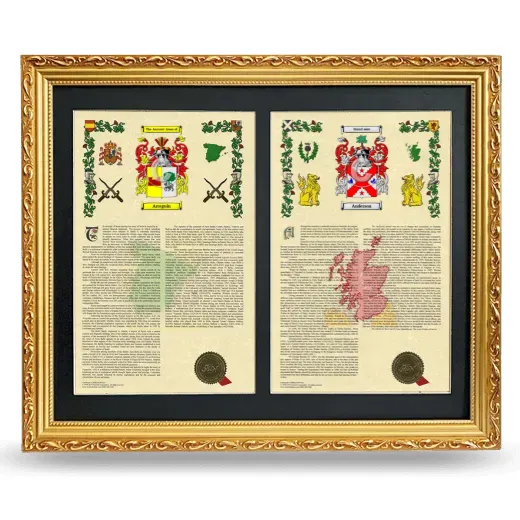Double Armorial History Framed - Gold