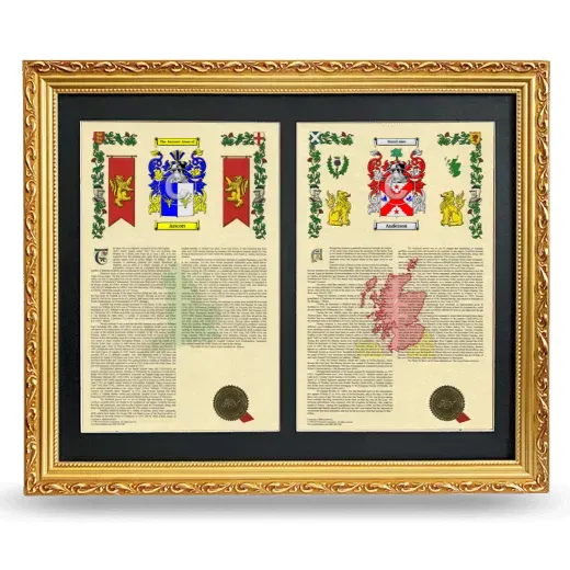 Double Armorial History Framed - Gold