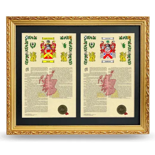Double Armorial History Framed - Gold