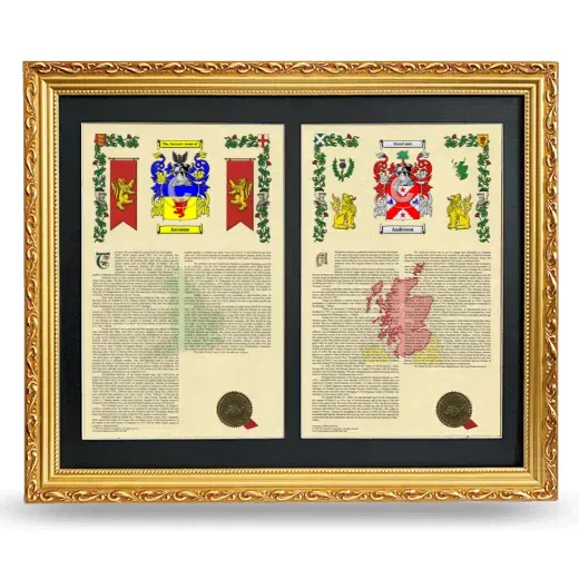 Double Armorial History Framed - Gold