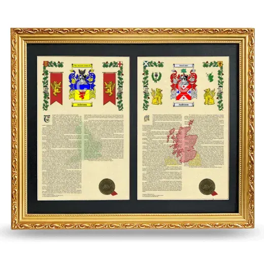 Double Armorial History Framed - Gold