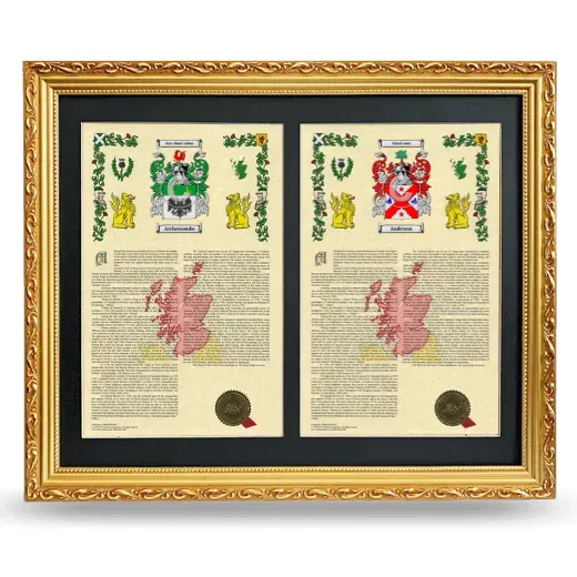 Double Armorial History Framed - Gold