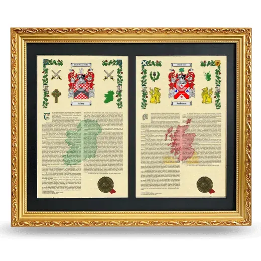 Double Armorial History Framed - Gold