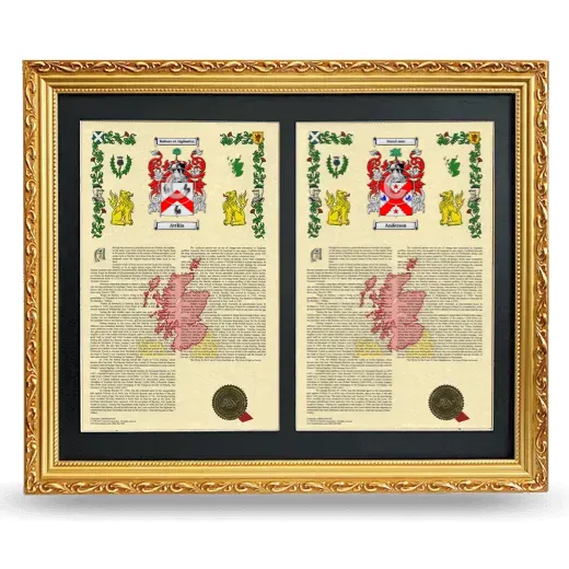 Double Armorial History Framed - Gold