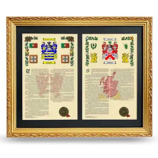Double Armorial History Framed - Gold