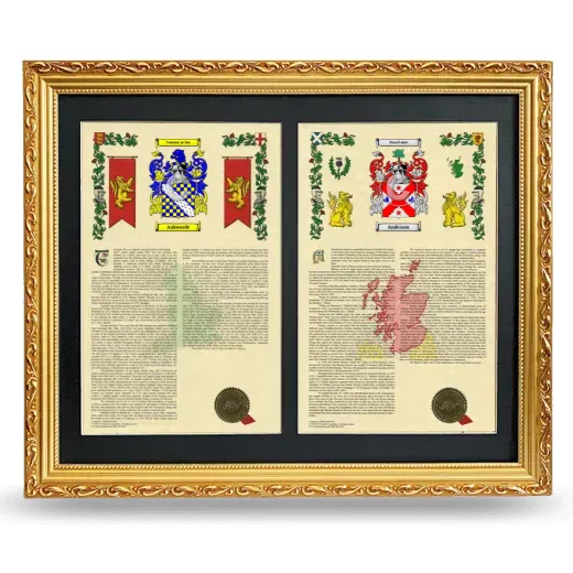 Double Armorial History Framed - Gold