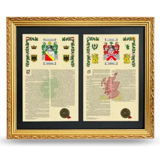 Double Armorial History Framed - Gold